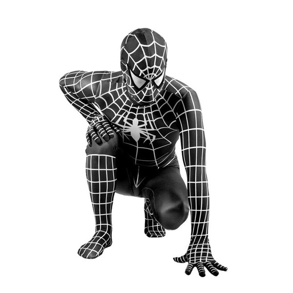 Adult kid Black Spider Costume Cosplay Adult Costume Venom Black Spider Zentai Suit Dark Jumpsuit