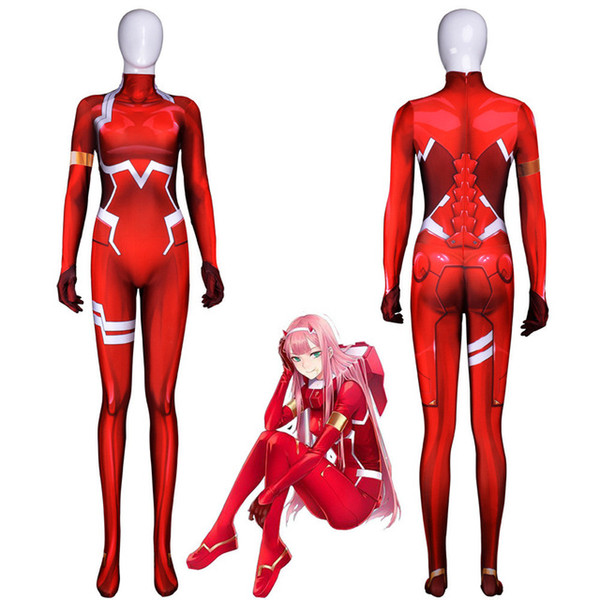 High quality Anime 3D DARLING in the FRANXX 02 Zero Two Women/kids Cosplay Costume Zentai Bodysuit Jumpsuits party fancy ball