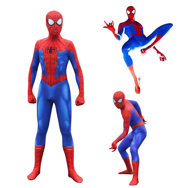 Spider-Man Into the Spider-Verse Peter Benjamin Parke Cosplay Costume Zentai Spiderman Superhero Pattern Bodysuit Suit Jumpsuits