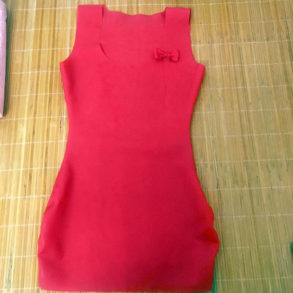 100%Latex Dress Red mini Rubber Tight Fitting sleeveless Dressless for women cosplay party club props