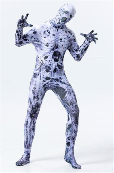 Halloween Scary Zentai Cosplay Catsuit Costumes Jumpsuit Props Long Sleeve Adult Stagewear