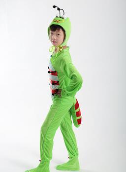 2017 New style children Cosplay Green insect Animal perform Sequins clothing girls and boy Dance Conjoined clothes long style