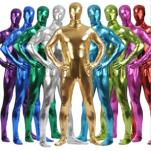 Many Colors Shiny Fullbody Metallic Men's Tight zentai Bodysuit costume Full Body Shiny Spandex Lycra Spandex Zentai Costume