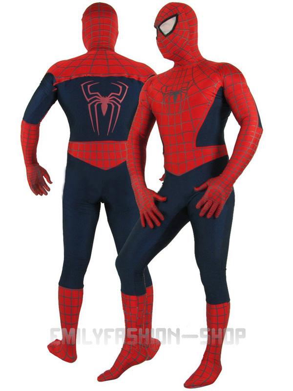 Halloween Full Body Red and Navy Blue& blue Spiderman Zentai Costume Fancy Party Dress cospaly suit