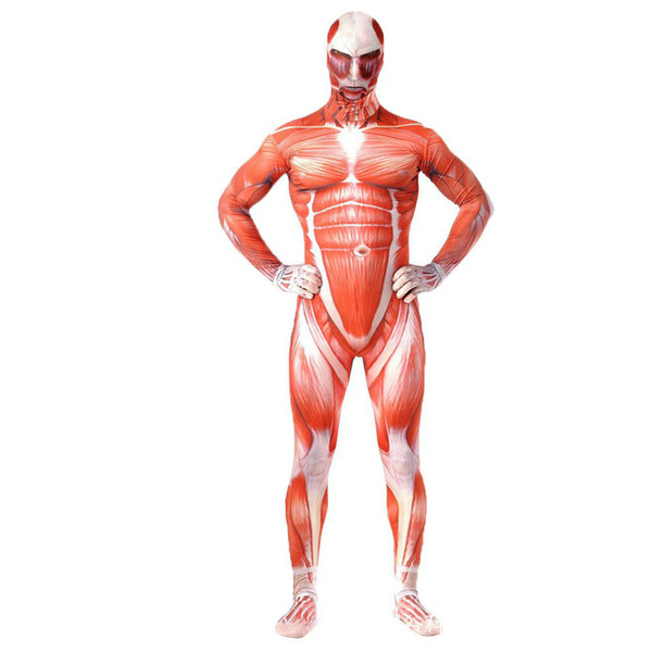 Wholesale-Attack On Titan Cosplay Costumes Spandex Lycra Second Skin Tight Suit Adult Muscle Full Body Bodysuit Bertolt Hoover Zentai