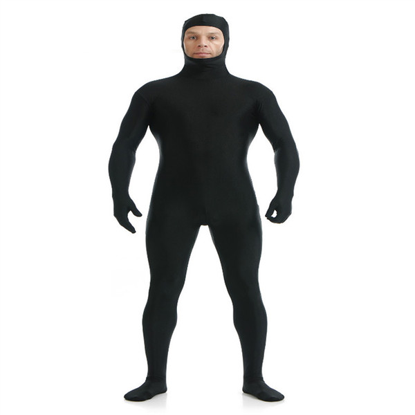 (SOF010) Black Lycra Spandex Full Body Fetish Zentai Skin Tights Unisex Bodysuit Cosplay Costume Unitard Jumpsuit Dancewear