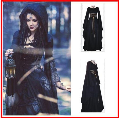 2019 New Victoria Middle Ages Dress Halloween Costumes for Women Medieval Cosplay Vampire Devil Bride Party Court Carnival Dresses