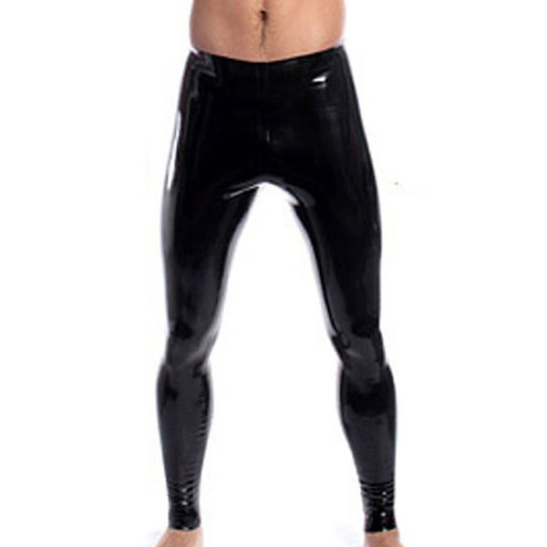 High Stretch Mens Black Faux Leather Latex Pencil Leggings Very Slim Wetlook Bondage Pants Gay Male Fashion Slim Sexy Lingerie