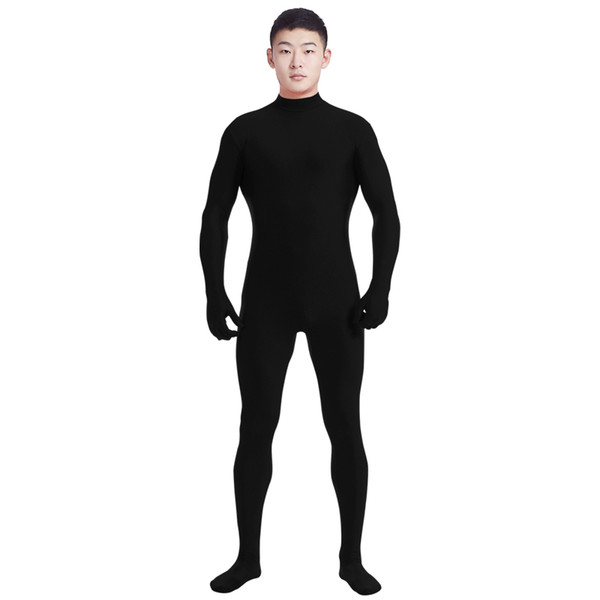 Ensnovo Men Lycra Spandex Suit Turtleneck Black Unitard One Piece Full Body Custom Skin Tight No Head Unisex Cosplay Costumes