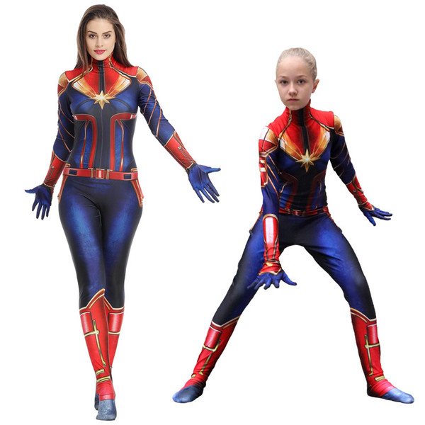 The avengers Captain Marvel Carol Danvers Ms Marvel Costumes Catsuit Tracksuit cosplay 3D toy Printed slim rompers jumpsuit clothes AAA1917