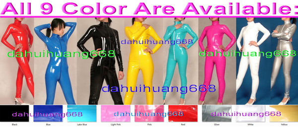 Sexy PVC Body Suit Costumes Front Long Zipper New 9 Color Shiny PVC Catsuit Costumes No Head/Hand/Foot Halloween Party Costumes DH200