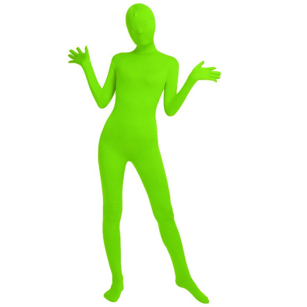 (SCF036) Green Spandex Nylon Lycra Fetish Zentai Suit Full Body Unisex Second Skin Transparent Tight