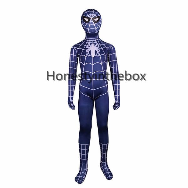 Brand New 2017 Children Blue Spiderman Costumes Lycra Spandex Superhero Spider man Zentai Bodysuit For Halloween