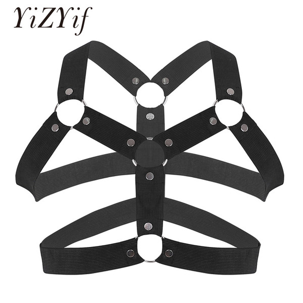 YiZYiF Gay fetish harness men arnes hombre Elastic Shoulder Muscle Chest Harness Belt Fancy Club Party Costume Strap Men