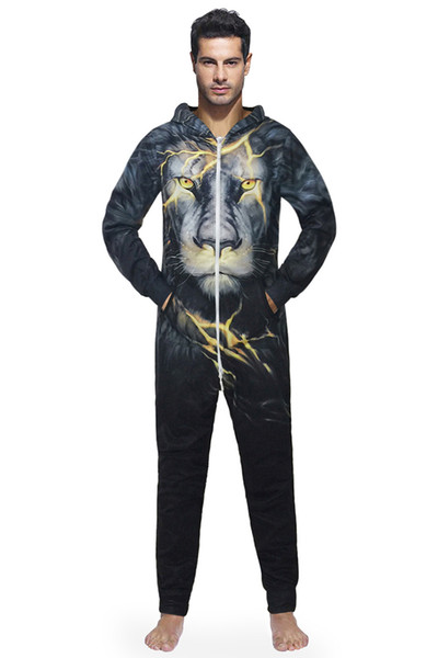 Winter Autumn Mens Designer Leisure wear Wolf Head 3D Print Hooded Sweatshirt EURO Size Mens Bodysuit