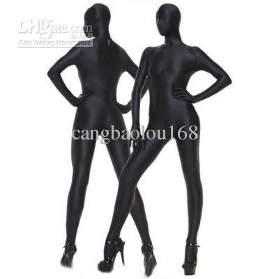 Full Body Black Unisex Spandex Zentai Catsuits S-XXL