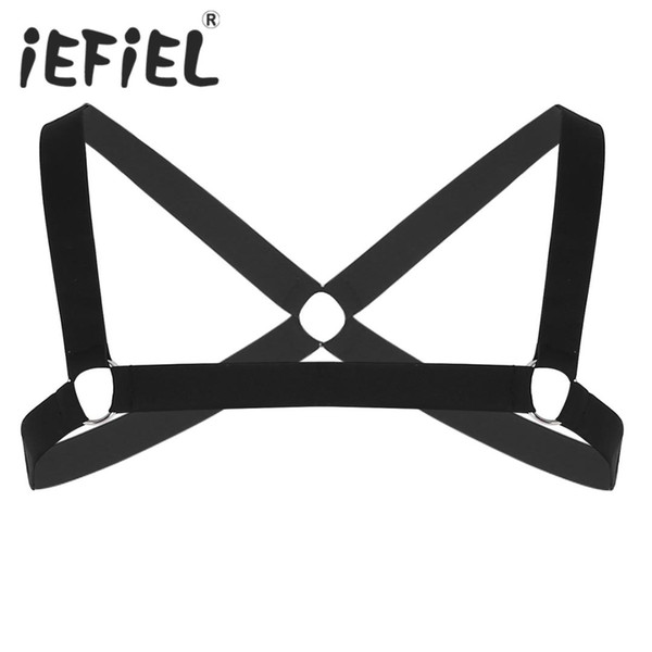 Fashion Sexy Mens Shoulder Straps X-Shape Chest Muscle Harness Belt with Metal O-rings Fancy Club Party Costume Strap Accessory