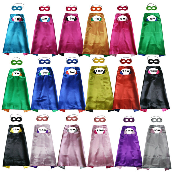 Hot 2018 Double side L70*70cm kids satin Capes and felt masks Superhero custome capes with mask set