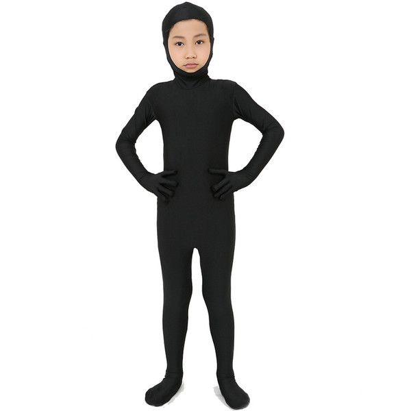 Kids Open Face Zentai Bodysuit Spande Lycra Zentai Dancewear Back Zipper Kids Fitness Suit Halloween Costumes