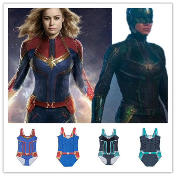 Marvel Film Captain Marvel Traditional Backless Swimsuit Around Ladies Sexy Tight Swimsuit Fashion Digital Print One-piece Swims