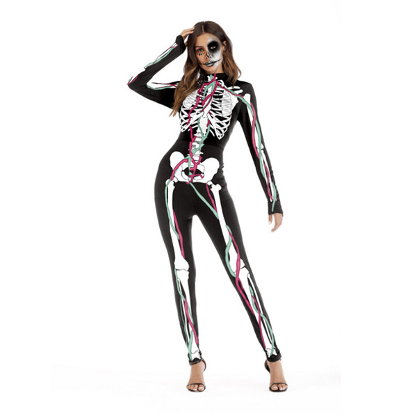 Women Rompers Cosplay Fashion Design Bone Printing Clothing Set Womens Catsuit Costumes