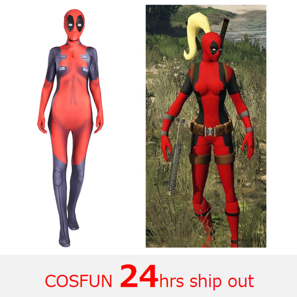 Woman Deadpool sword-fighting version Deadpool cosplay Costume Wade Wilson Costume Red Cosplay Jumpsuit For Halloween