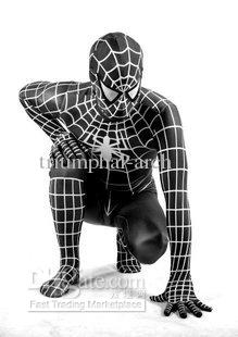 hot New Lycra Spandex Super Adult Spiderman zentai Costume S-XXXL black Unisex, 1piece/lot Sold