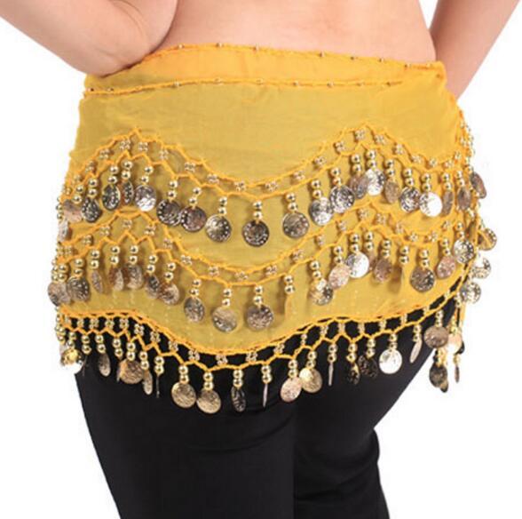 Apparel 3 Rows 98 Coins Belly Egypt Dance Hip Skirts Scarf Wrap Belt Costume High quality Stage Wear