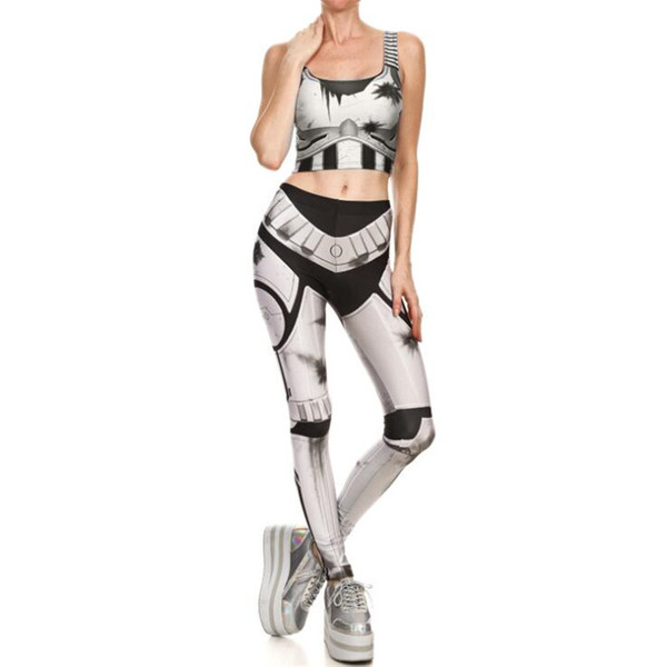 Imperial Stormtrooper Women Fitness Printing Cosplay Costumes Accessories Elasticity Zentai Fashion Vest Leggings