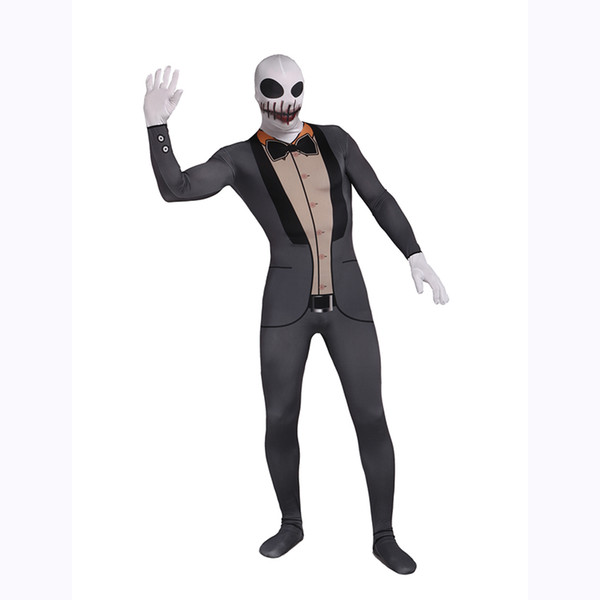 Skeleton Gentleman Zentai Suit Vampire Spandex Gray Monster Halloween Costume Amusement Park Costume