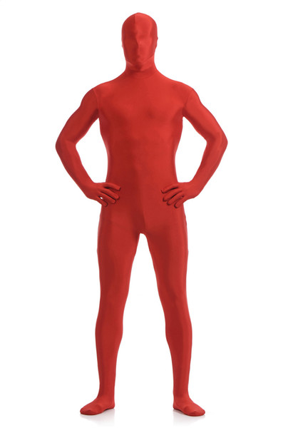 Wholesale-Wholesale Red Unisex Full Body Lycra Spandex Zentai 2nd skin costume Bodysuit Catsuit Unitard