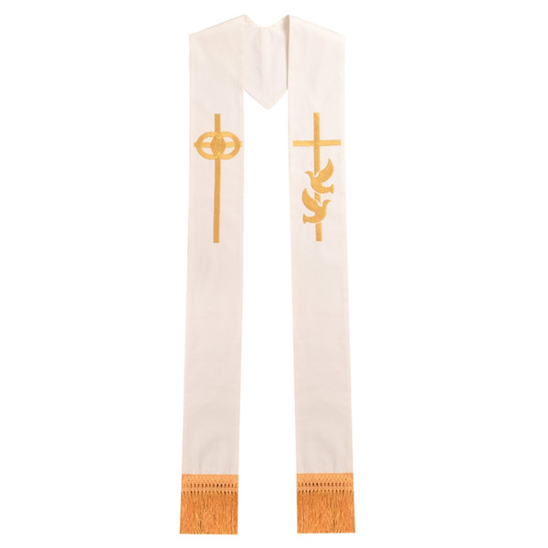 Minister Clergy Stole Religon Gold Cross w Wedding Rings Rmbroidered Holy Dove Stole High Quality Fast Shipment