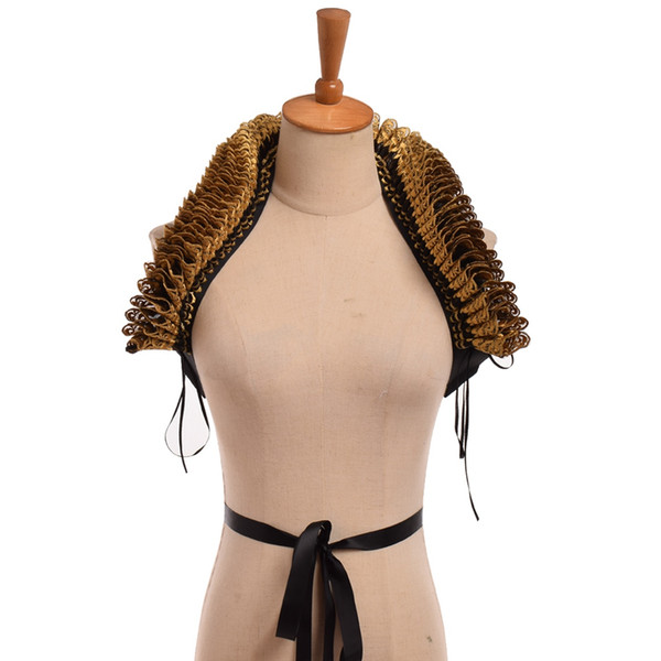 1 pc Victorian Steampunk Ruffled Collar Gold Black Elizabethan Neck Ruff for Dress Props Fast Shipment