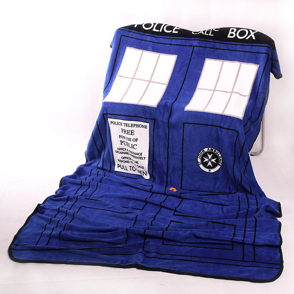 Doctor Who Cosplay TARDIS Police Box Blue Soft Warm Plush Coral Fleece Throw Bed Blanket Couch Carpet Halloween Accessory