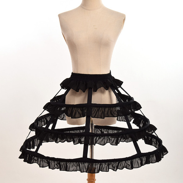 White/Black Fishbone Petticoat Women Cosplay Accessory 2 Types Gothic Victorian Lolita Chiffon Falbala Underskirt Fast Shipment