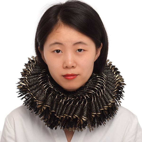 1pc Victorian Queen Wide Lace Neck Ruff Retro Steampunk Ruffled Detachable Collar for Renaissance Costume Accessory