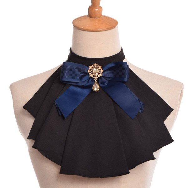 Vintage Women Jabot Neck With Bowknot Pins Punk Victorian Chiffon Ruffle Collar High Quality Fast Shipment