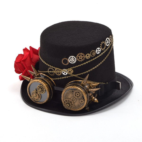1pc Vintage Steampunk Gears Glasses Deco Black Top Hat Man Woman Couple Hat Party Gifts Fast Shipment