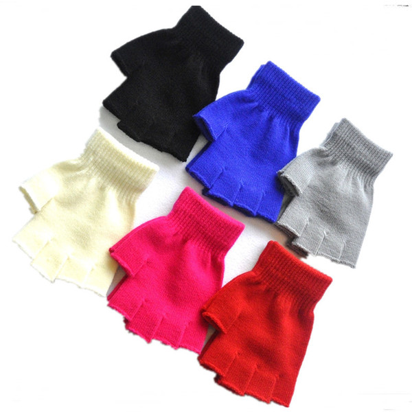 Unisex Adult Fingerless Gloves Wool Button Fingerless Gloves Men Women Solid Color Finger Stretch Knit Mittens Wrist Warm Half Finger Gloves