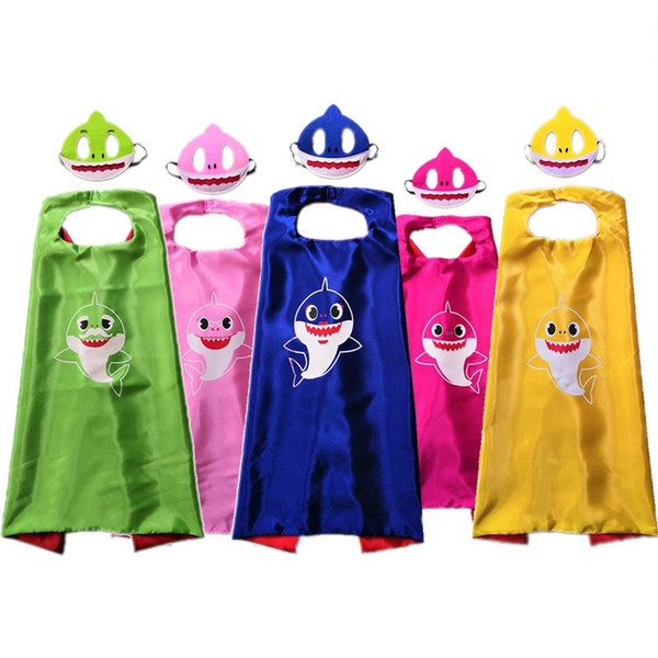 Kids Cartoon Cloak INS Capes with Masks Boby Shark Surprise Girls Cloaks Set Birthday Halloween Xmas Party Favor Cosplay Supplies A52009