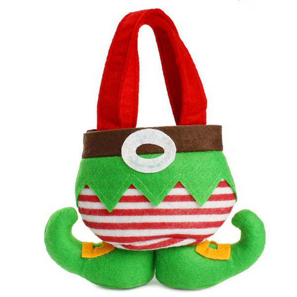 Fashion Christmas Candy Bag Elves Shape Pocket Bag Xmas Decorations Children Cute Elf Pants Stocking Candy Bags For Kids Gift Party Supplies