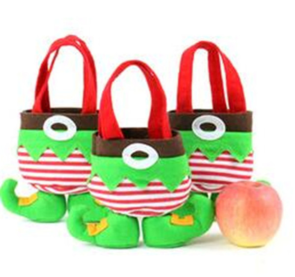 Christmas Candy Bag Lovely Elves Shape Pocket Bag Xmas Decorations Red+Green Elf Pants Stocking Candy Bags Boys Girls Gifts Party Supplies