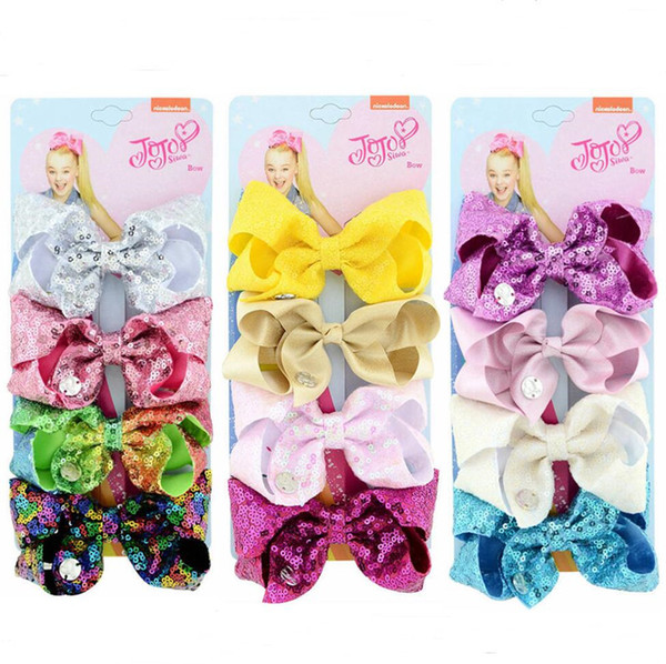 4 Inch JoJo Girls Mermaid Sequins Bowknot Hairpin Baby Kids Paillette Bling Bow Barrettes Reversible Glitter Hairclip Headwear NEW A52003