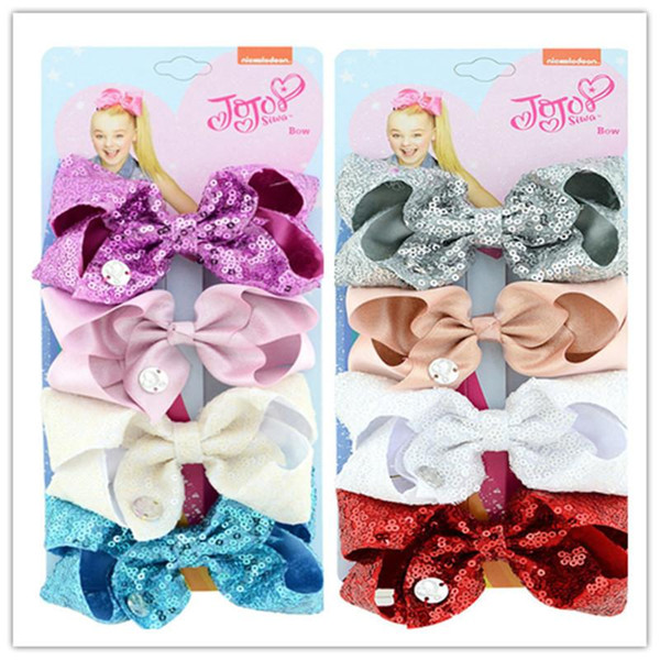 4 Inch JoJo Girls Mermaid Sequins Bowknot Hairpin Baby Kids Paillette Bling Bow Barrettes Reversible Glitter Hairclip Headwear A52003