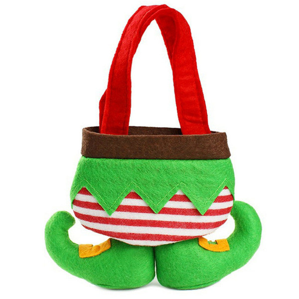 Christmas Elf Candy Bag Woolen Fabric Pocket Bag Xmas Decorations Children Cute Elf Pants Candy Storage Bags Party Favor Ornament New