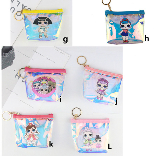 Ins Surprise Girls Cartoon Laser Zipper Wallet Waterproof TPU Coin Purse Children Storage Handbags Cluth Bags For Card Earphone Key C51703