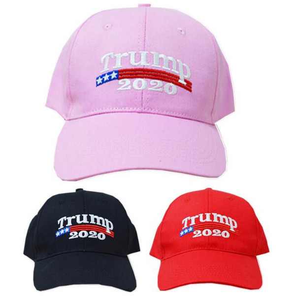 Embroidery Trump 2020 Make America Great Again Donald Trump Baseball Caps Hats Re-Election Baseball Caps Adults Sports Hat Black Pink Red