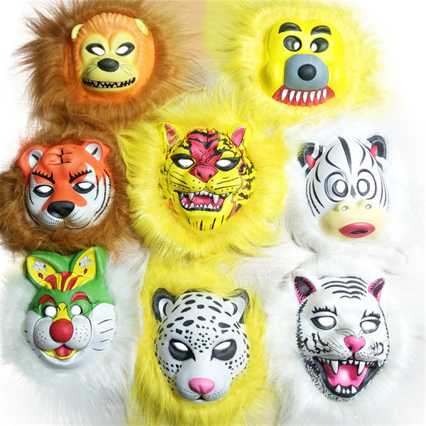 plush animal masks lion leopard fox children EVA mask halloween costumes Halloween mask toy best gift for child halloween chirstmas party