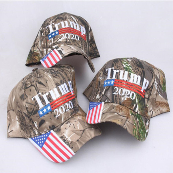 Trump 2020 President Baseball Hat Adjustable Camo Color Snapback MAGA Hats Strapback US Flag Print Sports Beach Jogging Ponytail Caps A5708