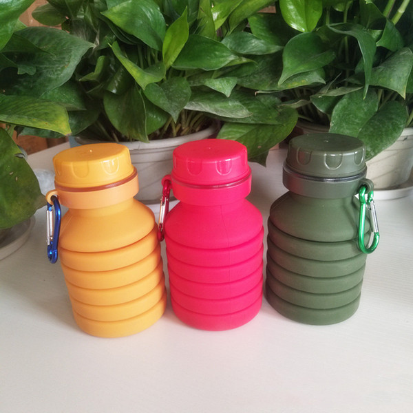 Fold Silicone Sport Water Bottle Creative Outdoor Flexible folding Drink Cups Cycling Bottles Travel With Mountaineering Buckle 460ml New